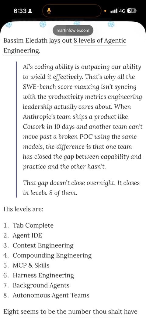 Martin Fowler 網站一直在聊新的工程概念，剛好討論到 8 個 agentic engineering 的 Level