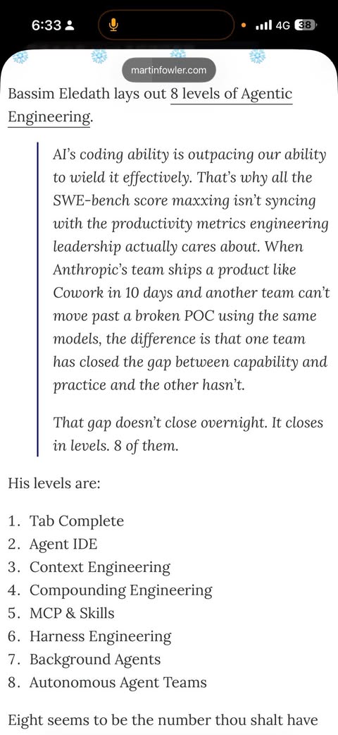 Martin Fowler 網站一直在聊新的工程概念,剛好討論到 8 個 agentic engineering 的 Level